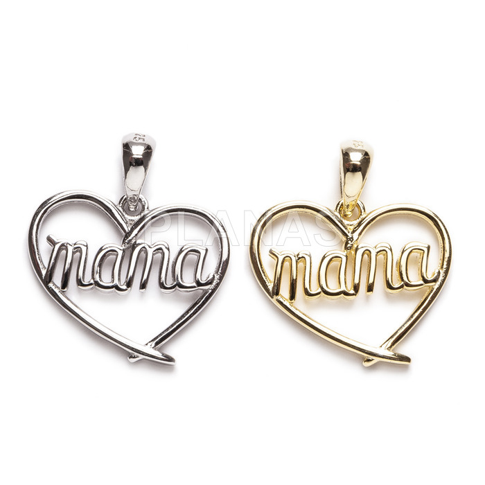 Pendant for mama in rhodium-plated sterling silver.