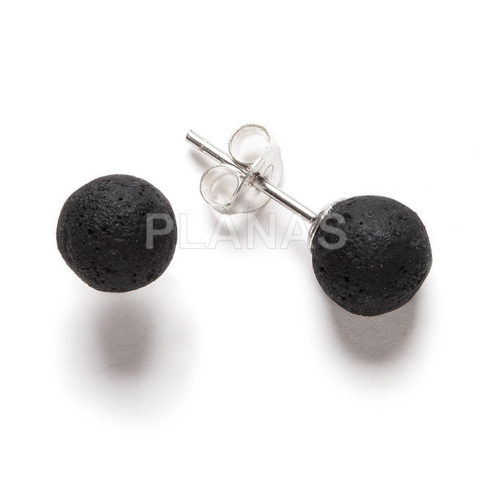 Earrings in sterling silver and lava.7mm.