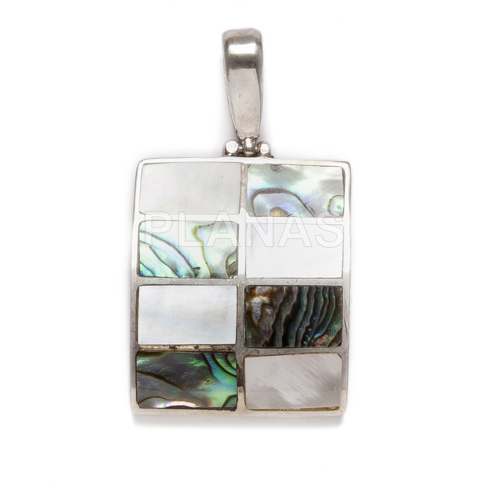 Pendant in sterling silver and abalone with mother-of-pearl.