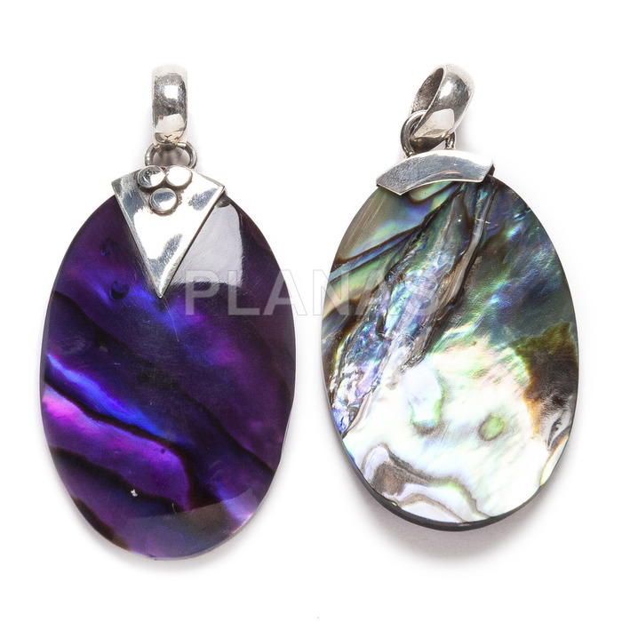 Pendant in sterling silver and lilac abalone.