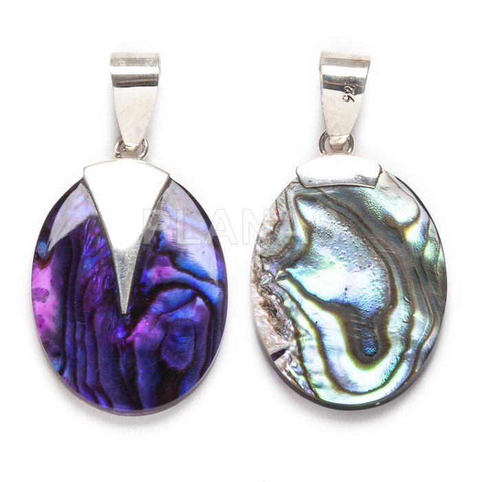 Pendant in sterling silver and lilac abalone.
