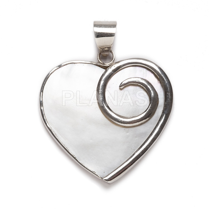 Pendant in sterling silver and nacre. heart.