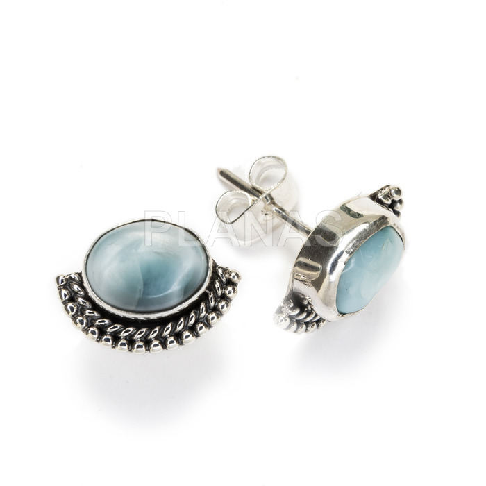 Earrings in sterling silver and natural stones.larimar.