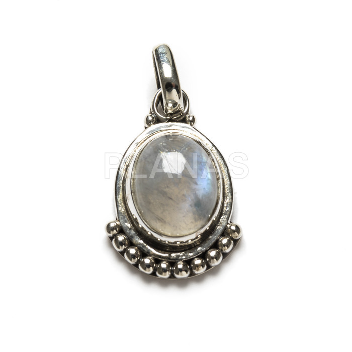 Pendant in sterling silver and natural stones. moon stone.