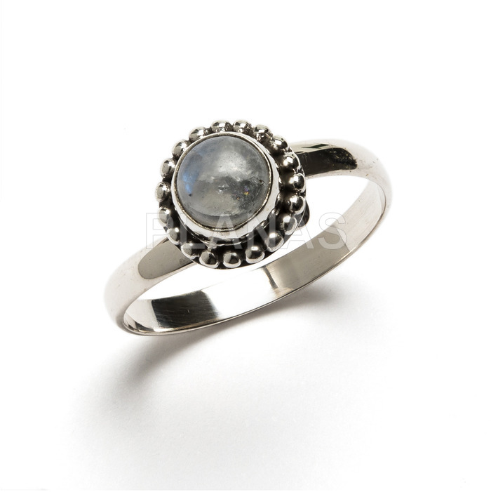 Adjustable ring in sterling silver. moon stone.