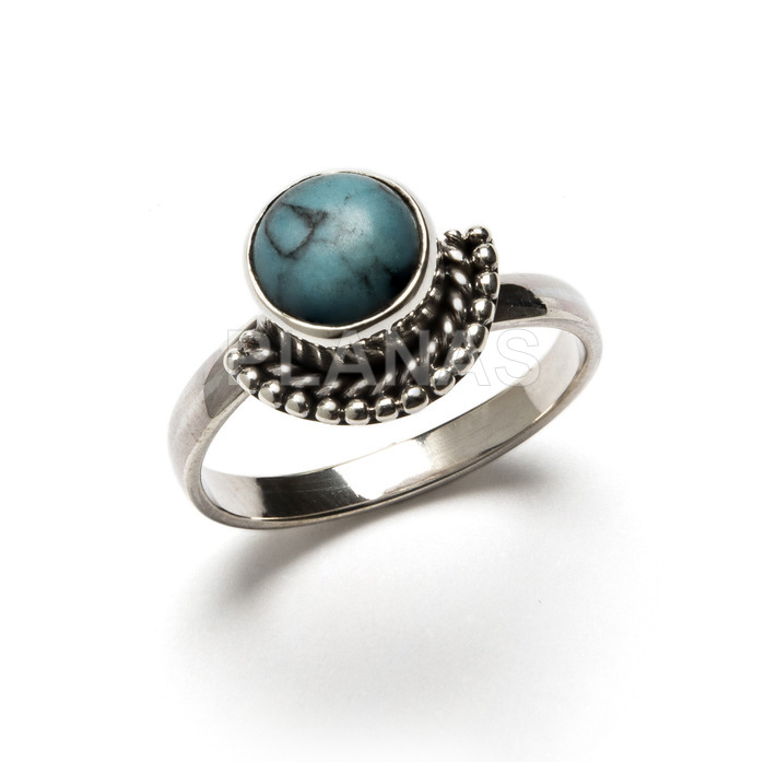 Adjustable ring in sterling silver. real turquoise.