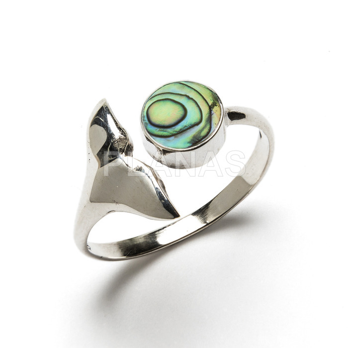 Adjustable ring in sterling silver and abalone.