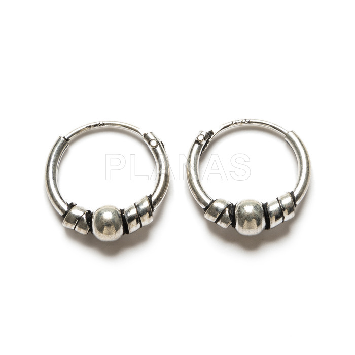 Aros Bali en Plata de Ley. 10mm.