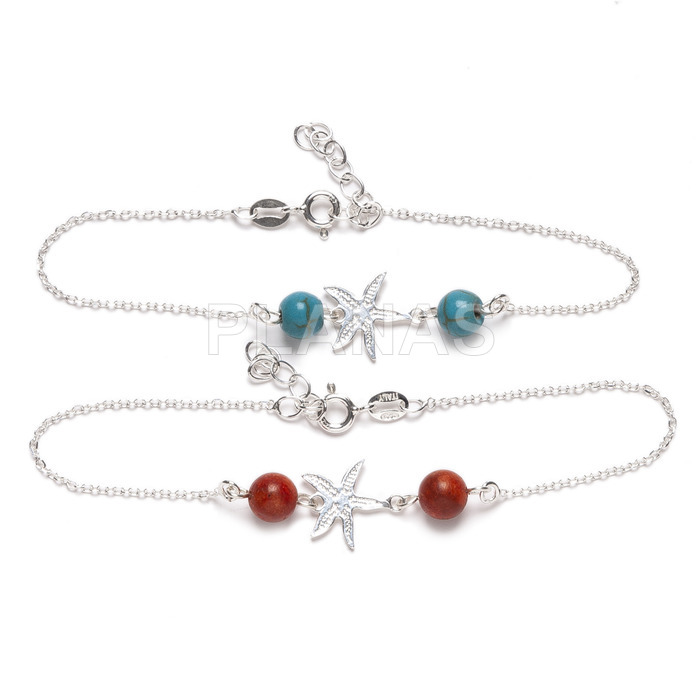 Sterling silver bracelet. starfish.