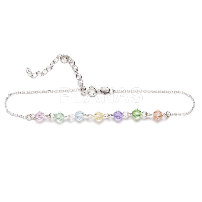 Anklet in sterling silver with top quality austrian crystal tupis.