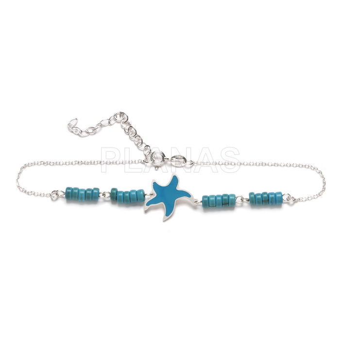 Anklet in sterling silver and enamel. starfish.