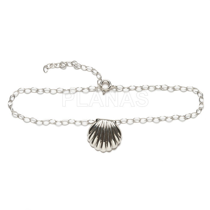 Anklet in sterling silver. shell.