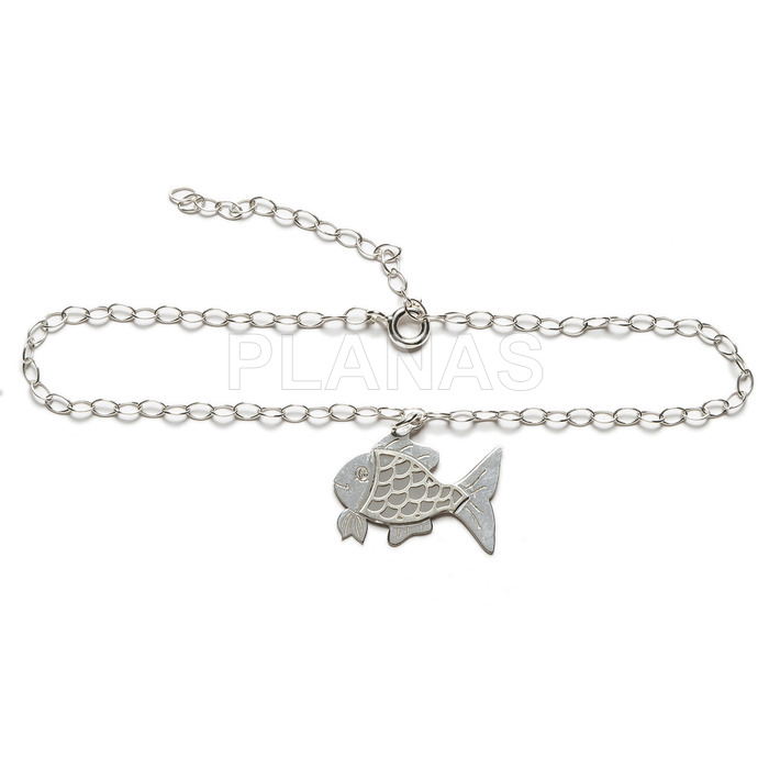 Anklet in sterling silver. fish.