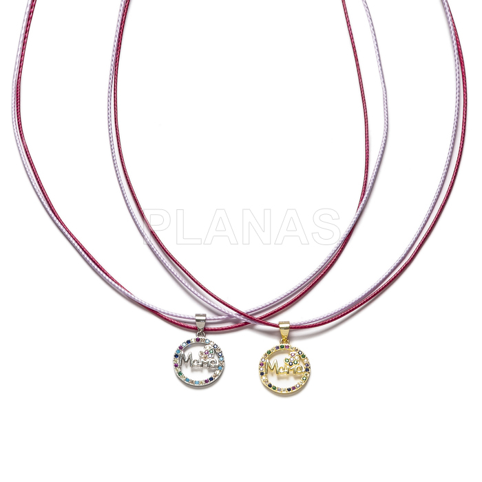 Rhodium plated sterling silver and colored zirconia necklace.mama.