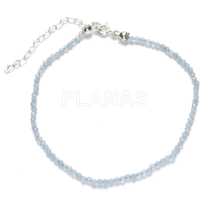 Anklet in sterling silver and blue jade.