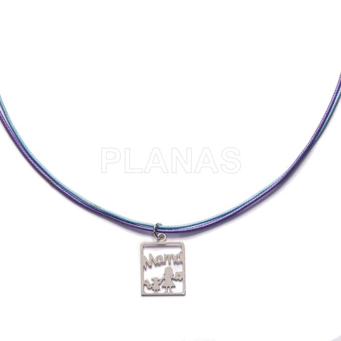 Necklace for mama in sterling silver and colored cords.