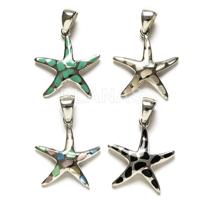 Sterling silver pendant. sea star.