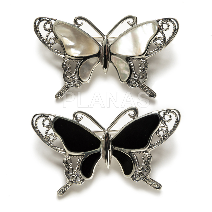 Brooch in sterling silver. butterfly.