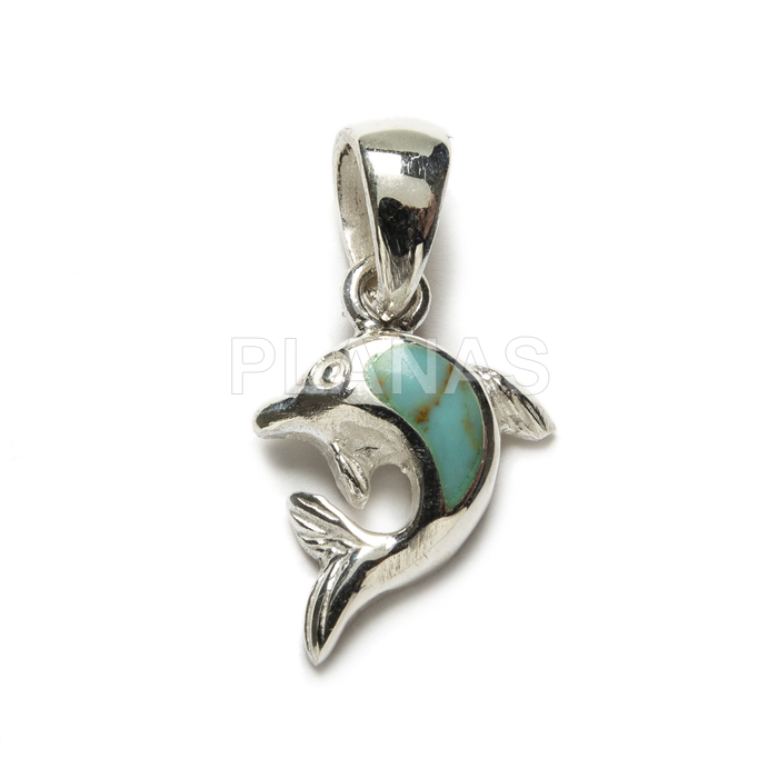 Pendant in sterling silver and turquoise.delfin.