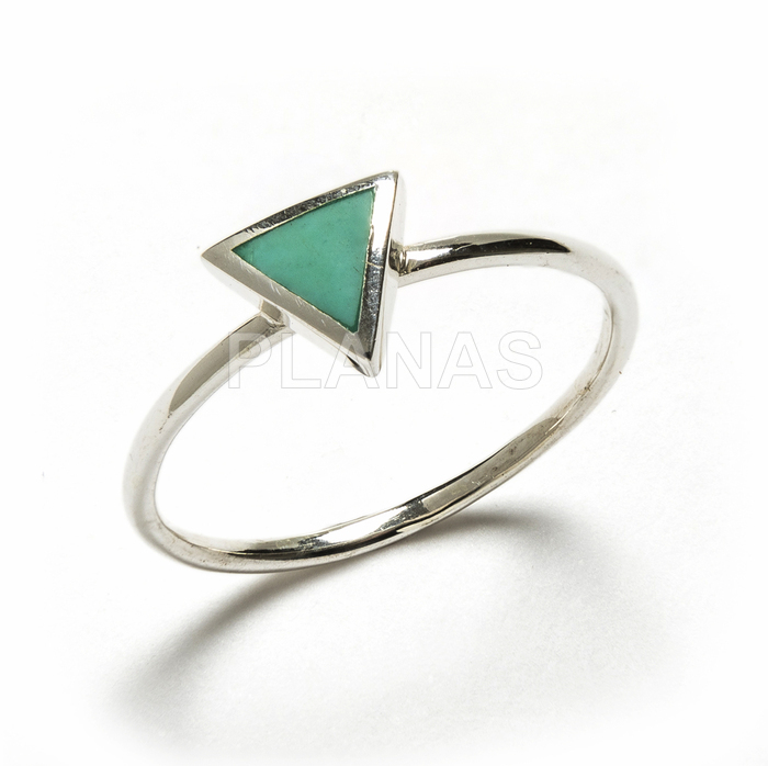 Ring in sterling silver and turquoise. triangle.