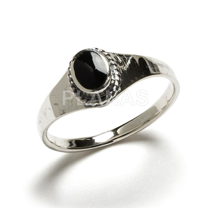 Sterling silver and onyx ring.