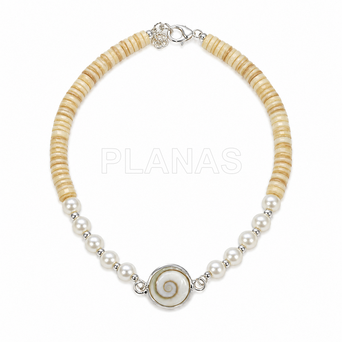 Pulseira em prata de lei e Shiva com perlitas.