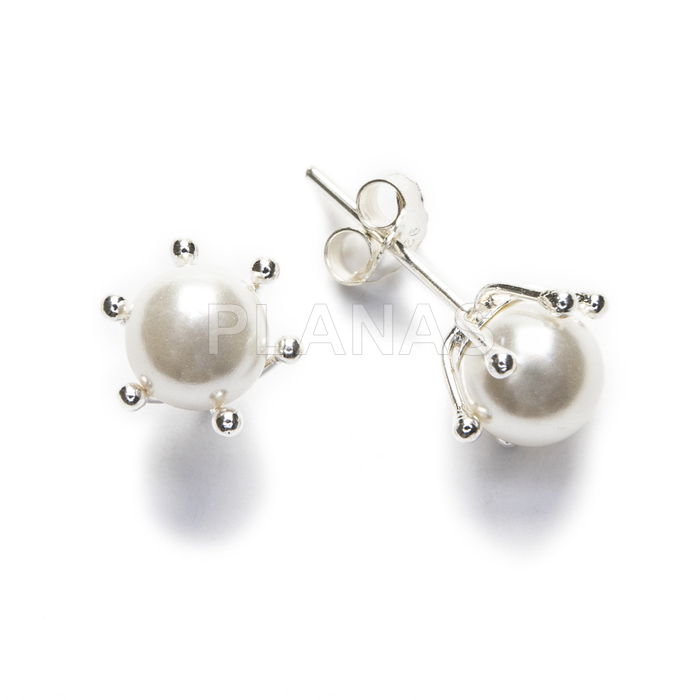 Sterling silver and synthetic pearl earrings.