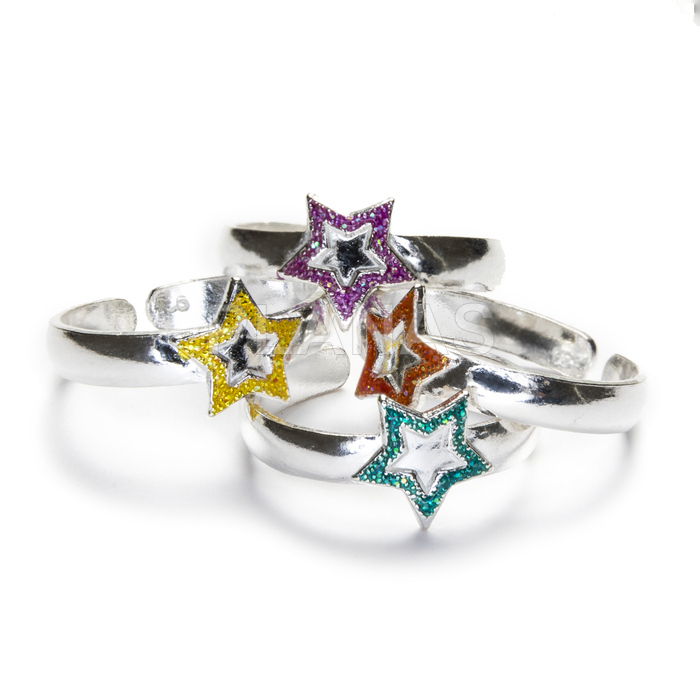 Foot or phalanx ring in enameled sterling silver. star.