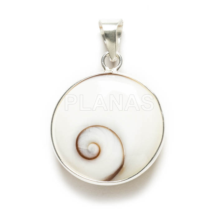 Pendant in sterling silver and chiva. 19mm.