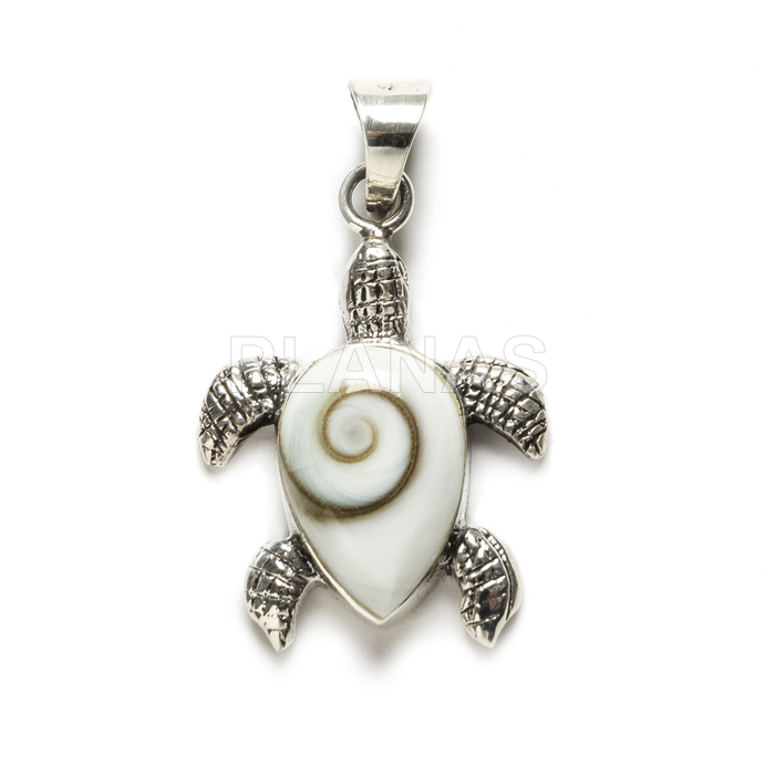 Pendant in sterling silver and chiva. tortoise.