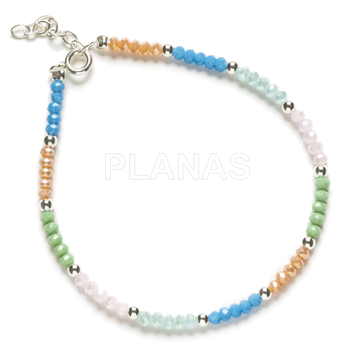 Bracelet in sterling silver and crystal, color mix.
