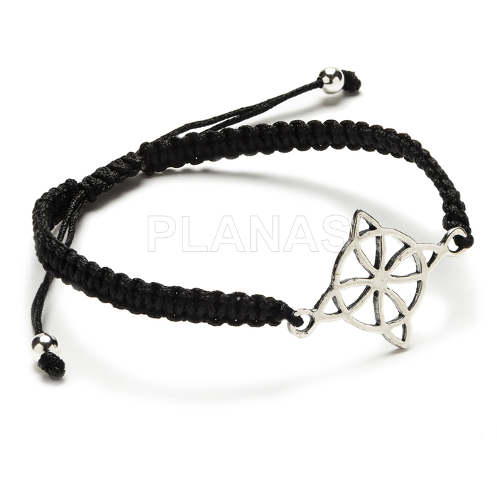 Macramé bracelet in sterling silver. witches symbol.
