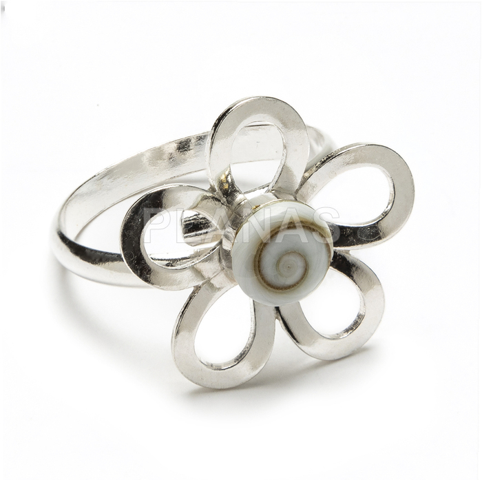 Ring in sterling silver and chiva. one size. flower.