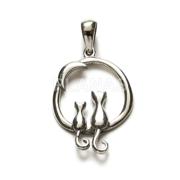 Sterling silver pendant. cats.