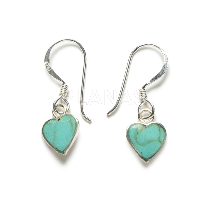 Sterling silver and reconstituted turquoise earrings. heart.