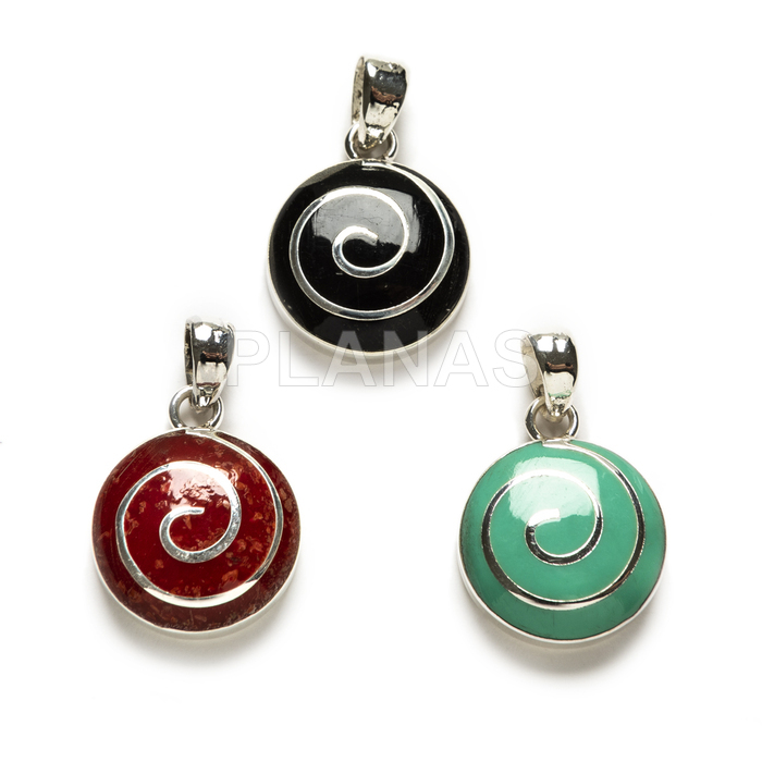 Sterling silver pendant. spiral.