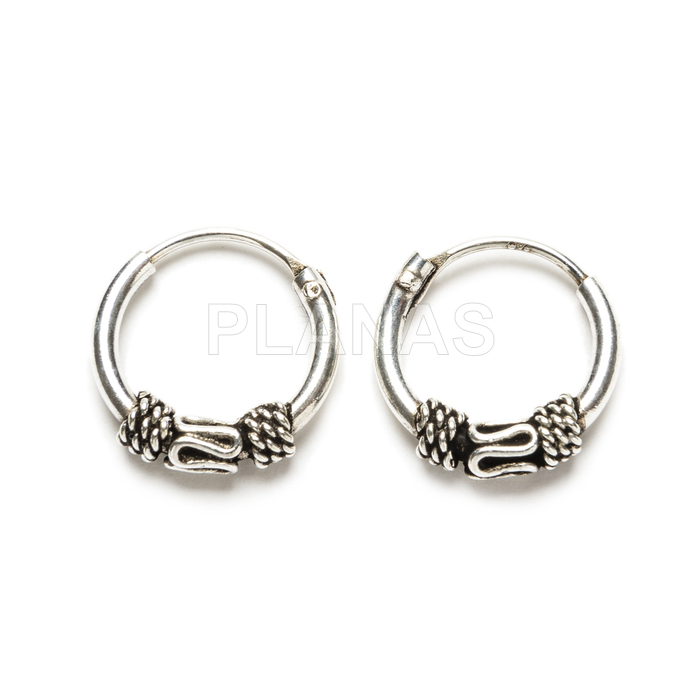 Aros Bali en Plata de Ley, 10mm.