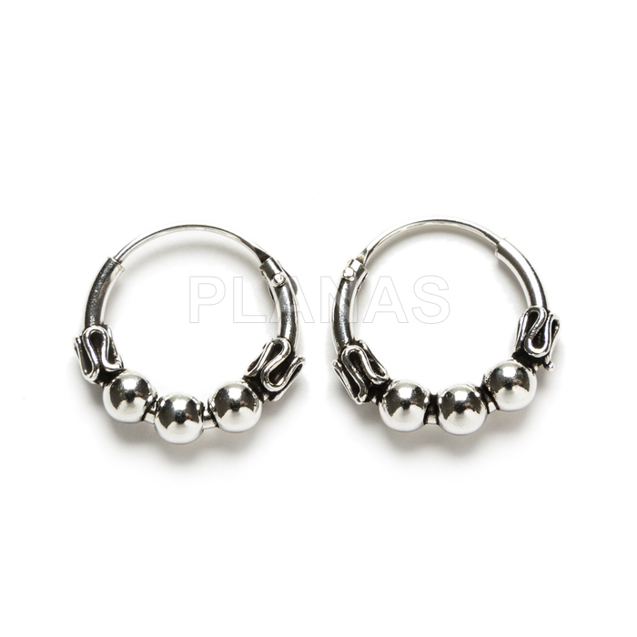 Bali hoops em prata de lei, 12mm.