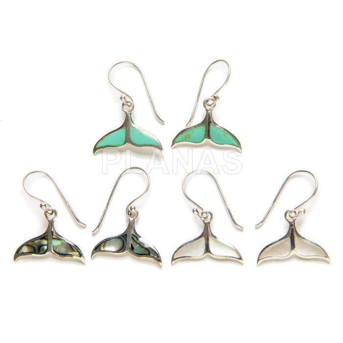 Sterling silver earrings. whale tail.