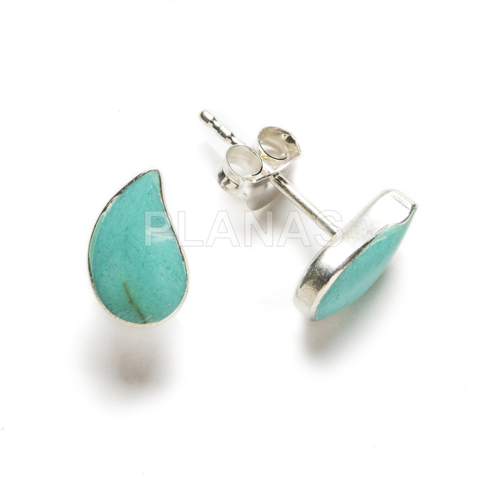 Sterling silver and reconstituted turquoise earrings.