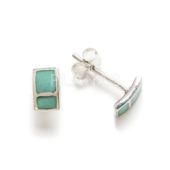 Sterling silver and reconstituted turquoise earrings.