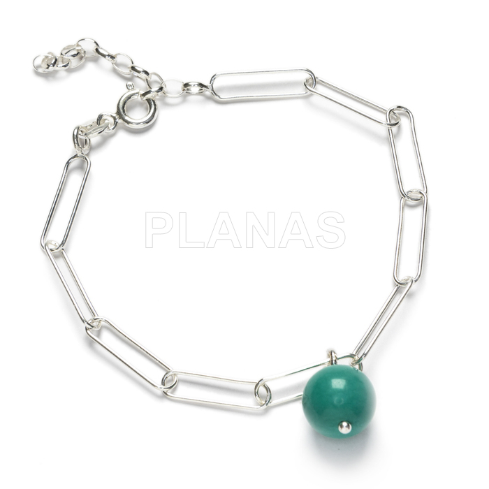 Sterling silver bracelet with a 10mm turquoise ball.