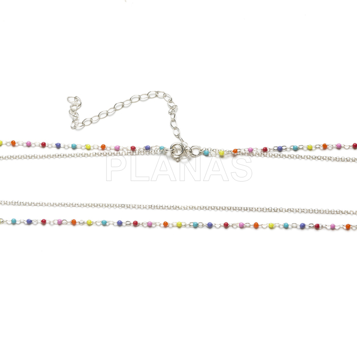 Double chain for the waist in sterling silver with colored enamel balls.
