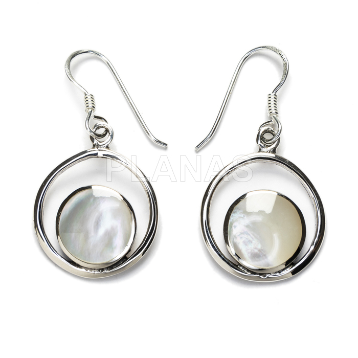 Earrings in sterling silver and mother of pearl.