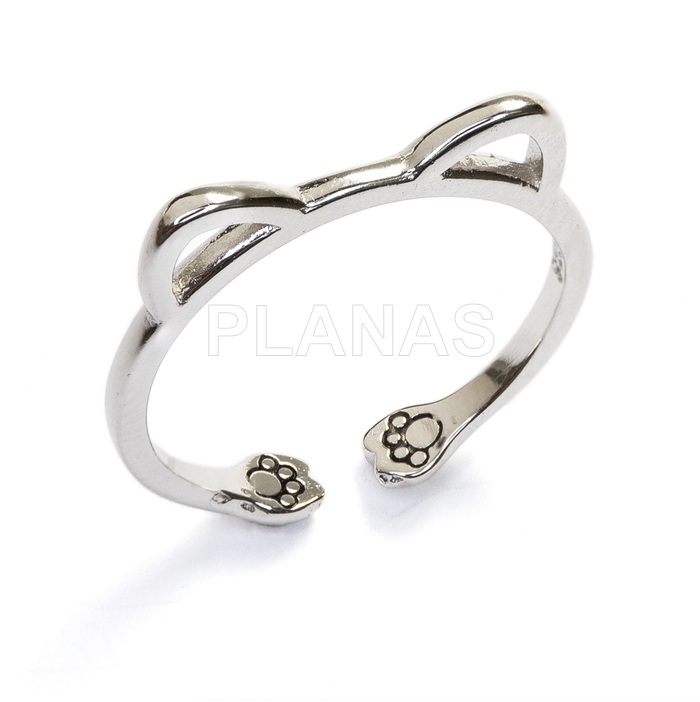 Adjustable ring in rhodium-plated sterling silver. cat.