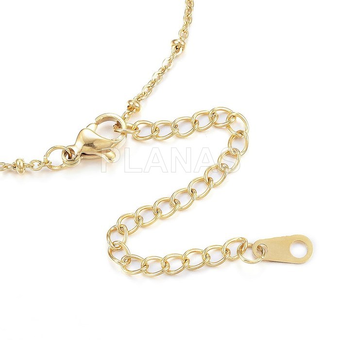 Cadena en Acero Inoxidable y Baño Oro.40+6cm.
