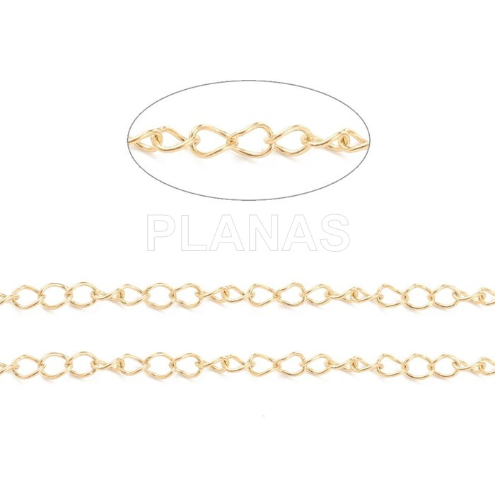 1 Metro de cadena en Acero Inoxidable y Baño Oro.