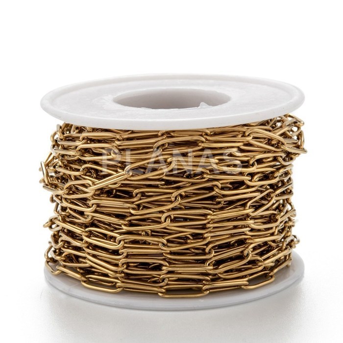 1 metro de Cadena eslabones en Acero Inoxidable 304 y Baño Oro.