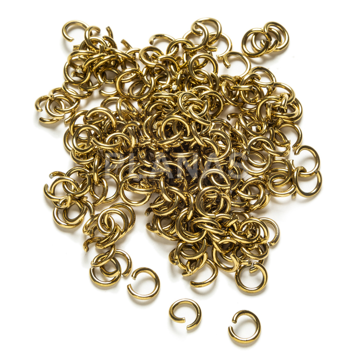 Anillas abiertas en Acero Inoxidable 304 y Baño Oro.Bolsas de 200 unidades.7x1.1mm.