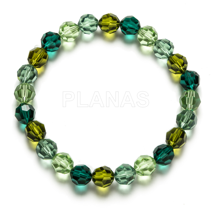 Elastic bracelet austrian crystal components. green colors.